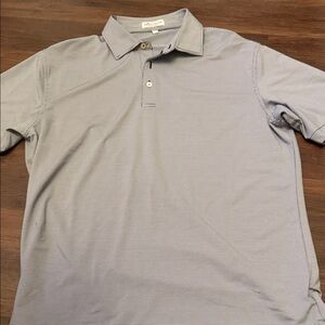 Peter Millar Men's Light Gray Striped Polo Shirt